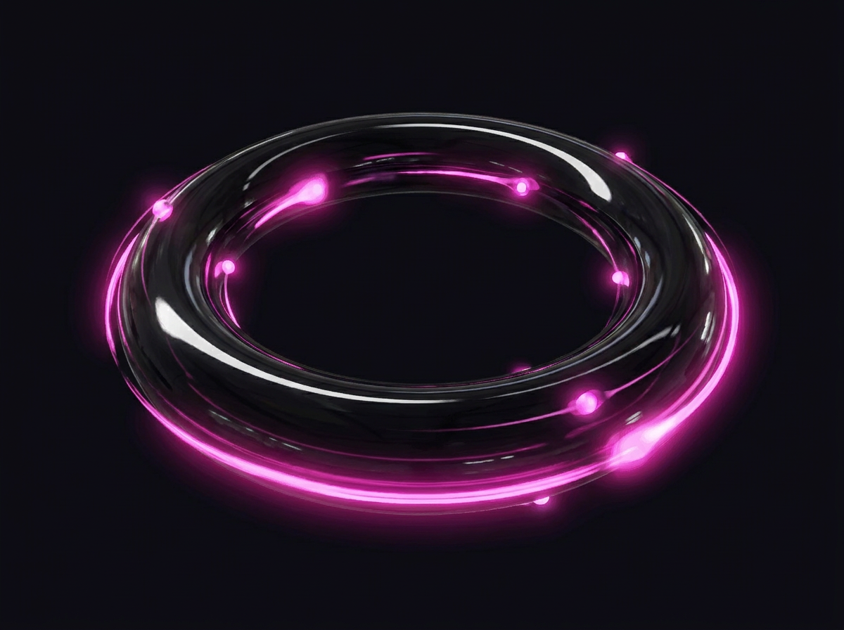 Continuous detection and response shown as a glossy black loop with a magenta pulse